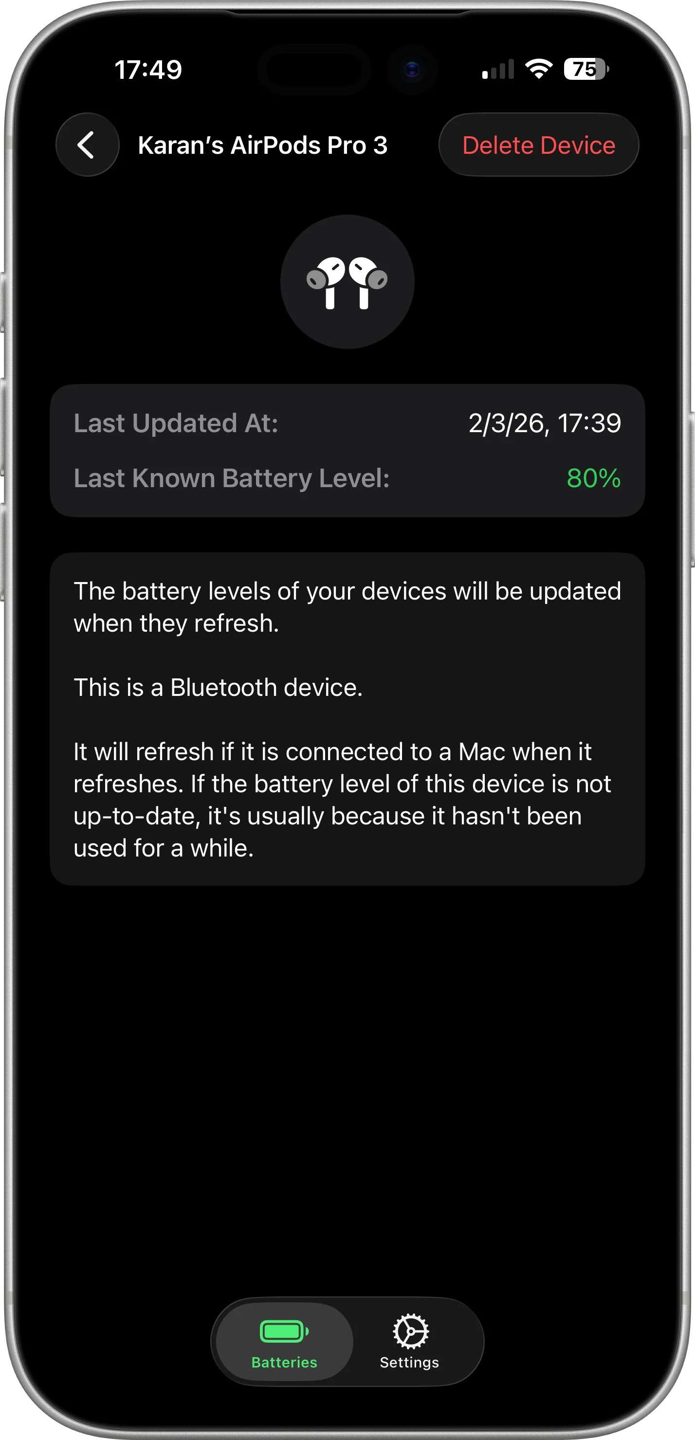Bluetooth device battery tracking for AirPods, Beats headphones, and more