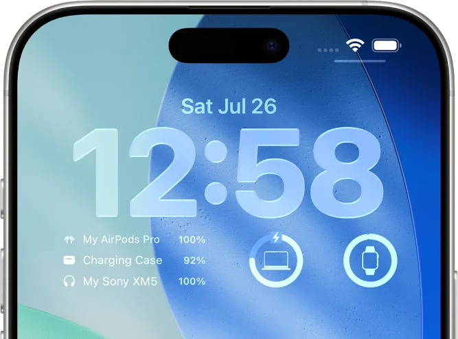 Lock screen widget showing battery percentage directly on the iPhone lock screen