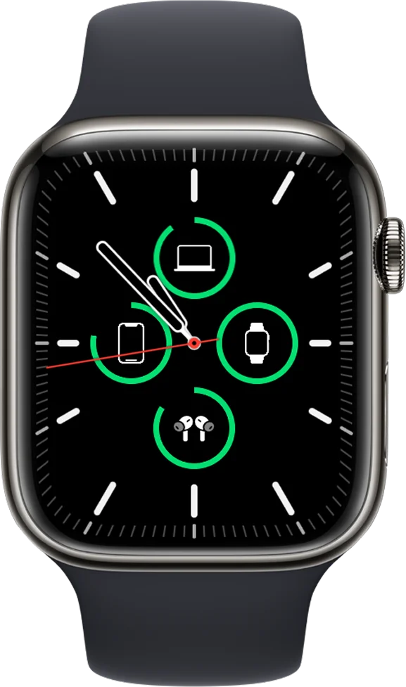 PowerToYou complication on Apple Watch face showing battery percentage